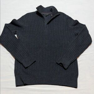 Banana Republic Men's Charcoal Ribbed Zip Mock Collar Sweater Size Large